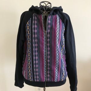 Trillum Women's Zip Up Rasta Print Sweatshirt